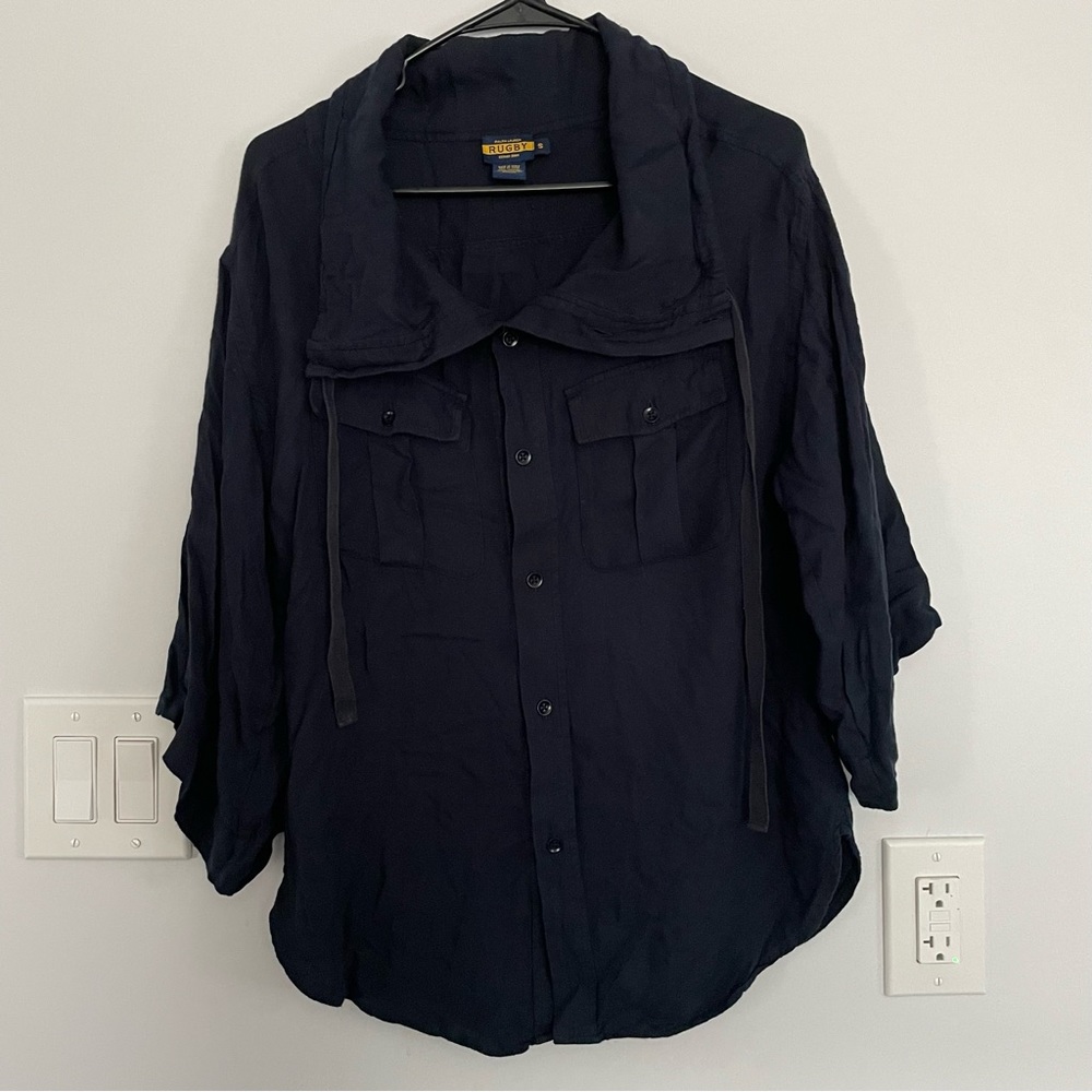 Ralph Lauren Rugby Navy Blue Button Down Top in S